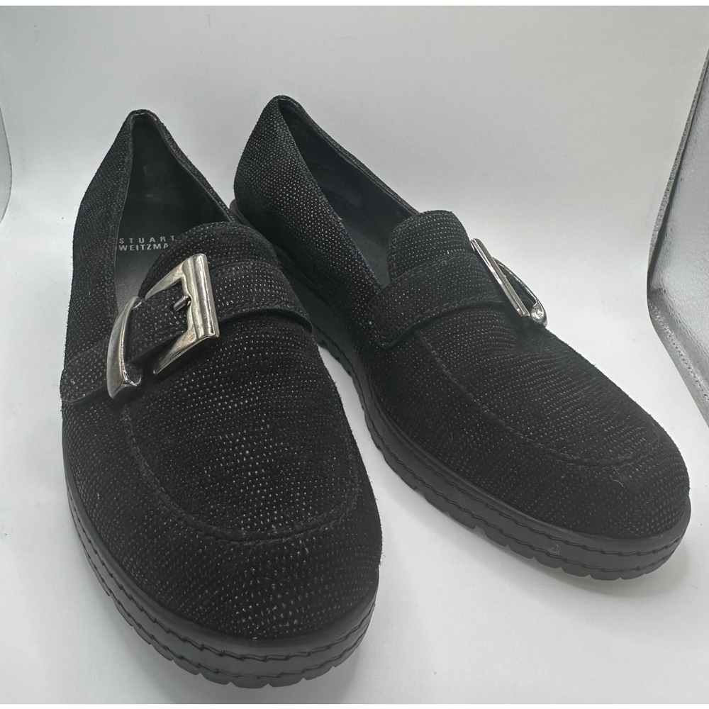 Stuart Weitzman Black micro beaded buckle loafers hSize 6.5 - Picture 9 of 11
